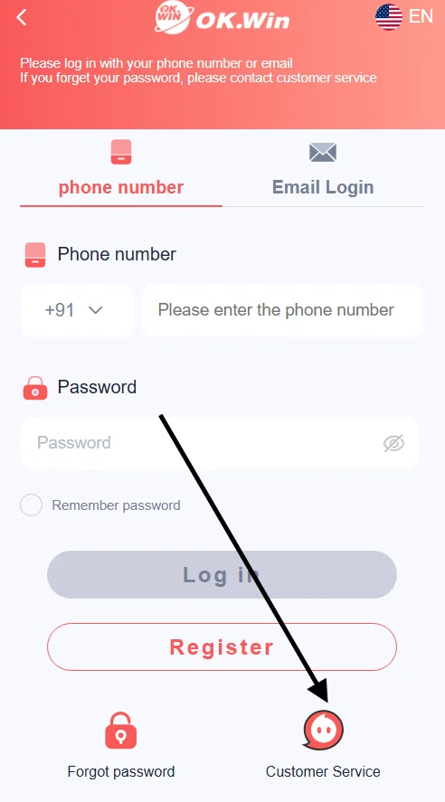 Click on customer service option in account section